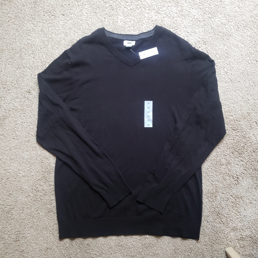 NWT Old Navy Men's Black V-Neck Sweater XL